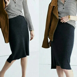 Madewell Rowhouse Wool Alpaca Pencil Sweater Ribbed Skirt Hi-lo Hem NWT Size M